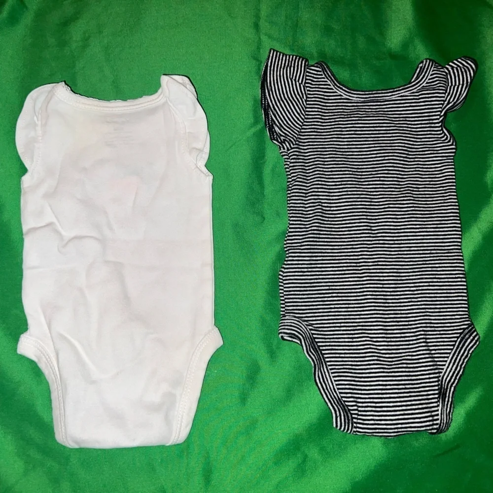 Carter's White and Black Striped Baby Bodysuits Newborn